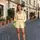 Костюм жіночий літній трійка сорочка з майкою та шорти Fashion 6931 20579 жовтий