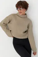 Базовый теплый гольф в рубчик – кофейный цвет, ONE SIZE (есть размеры)