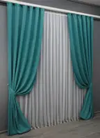 Комплект штор (2шт. 1,5х2,7м.) мікровелюр, колекція "Petek". Колір бірюзовий. Код 1492ш 33-0999