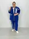 Свободный прогулочный костюм тройка." Королева " Blue & White   удлиненная кофта   штаны   футболка 66-68