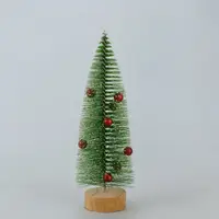 Декор новогодний настольный Елочка 20см с шариками (зеленый)