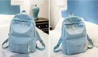 Жіночий блакитний вельветовий рюкзак код 3-395
