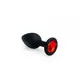 Анальная пробка с красным кристалом, Black Silicone Ruby, S