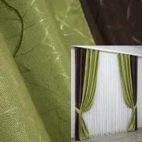 Комбинированные (2шт. 1,4х2,7м.) шторы из ткани лен. Цвет венге с оливковым. Код 014дк (687-637ш) 10-810
