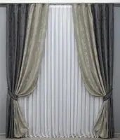 Комбіновані (2шт.1,5х2,7м.) штори, жакард. Колір графітовий з капучино. Код 014дк (1211-1143ш) 10-909