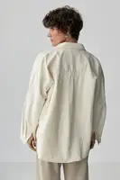 Котонова сорочка з накладними карманами - кремовий колір, ONE SIZE