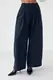 Котонові штани-палаццо зі складками - темно-синій цвет, M