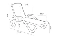 Шезлонг с подлокотниками Tilia Mare белая слоновая кость - бирюзовый