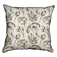 Подушка с мешковины Монохромные розочки 45x45 см (45PHB_FLORA006)