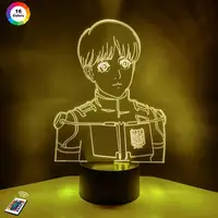 3D ночник "Эрен Йегер 3" (УВЕЛИЧЕННОЕ ИЗОБРАЖЕНИЕ) + пульт ДУ + сетевой адаптер + батарейки (3ААА)  3DTOYSLAMP