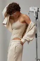 Женское трикотажное боди на бретелях - бежевый цвет, ONE SIZE (имеются размеры)