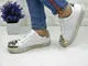 Женские стильные кеды с камнями Fashion Dominique 1013 37 размер 23,5 см Белый