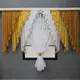 Кухонная (200х170см.) занавеска, ламбрекен и тюль. Цвет коричневый с янтарным и белым. Код 104к