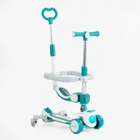 Самокат 5 в 1 Skyper колеса PU 125х40 мм со светом, музыка и подсветка платформы, с дополнительными колесами. White with Turquoise (144393)