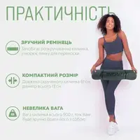 Килимок для йоги та фітнесу EasyFit TPE+TC 6мм двошаровий чорно-зелений