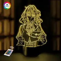 3D ночник "Вайолет Эвергарден" (УВЕЛИЧЕННОЕ ИЗОБРАЖЕНИЕ) подарочная упаковка + 16 цветов + пульт ДУ 3DTOYSLAMP