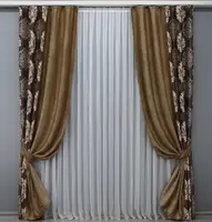 Комбіновані (2шт. 1,4х2,7м.) штори з тканини Софт. Колір коричневий з бежевим. Код 014дк (1274шА-095ш) 11-0134