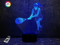 3D ночник "Теннисистка" (УВЕЛИЧЕННОЕ ИЗОБРАЖЕНИЕ) + пульт ДУ + сетевой адаптер + батарейки (3ААА)  3DTOYSLAMP