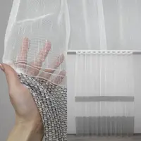 Готовая тюль (3х2,7м.), лён полосы. Цвет белый с серым. Код 1199т 40-958