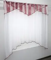 Кухонний комплект (290х170 см), тюль-арка з ламбрекеном. Колір білий із бордовим. Код 025к 59-617