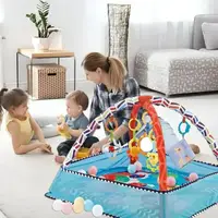 Игровой детский манеж с игрушками, коврик для ползанья, развивающий коврик для малышей, голубой
