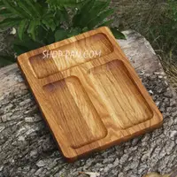 Менажница деревянная 20x25 см, прямоугольная, на 3 секции, двусторонняя, 1