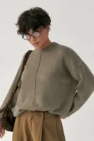 Вязаная кофта с декоративным швом - кофейный цвет, ONE SIZE (есть размеры)