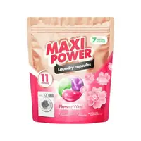 MAXI POWER Капсулы для стирки универсальные Цветочный ветер 11шт