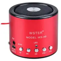 Портативная колонка WSTER WS-A8 Мини-колонка с MP3, USB и FM-pадио Красная