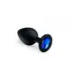 Анальная пробка черная с синим кристаллом, Black Silicone Sapphire, M
