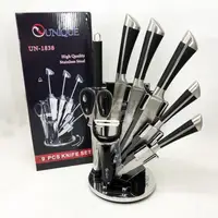 Набор кухонных ножей с ножницами и подставкой UNIQUE UN-1838, Поварской нож нержавеющая сталь.