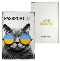 Обложка на паспорт Кот в украинских очках (ткань)
