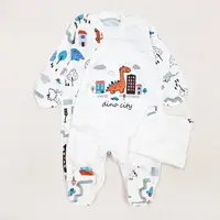 Комплект в пологовий чоловічок з шапочкою Dino city