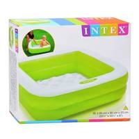 Дитячий надувний басейн Intex 57100 надувне дно, висота борту 18см, 85-85-23 см