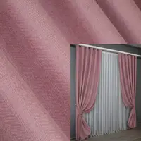 Комплект готовых штор из ткани лён. Цвет розовый. Код 1382ш 2.5 (2шт. 2,5х2,7м.)