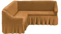 Чохол на кутовий диван з спідницею Медовий Home Collection Evibu Туреччина 50042