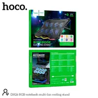 Куллер для Ноутбука HOCO RGB notebook multi-fan cooling stand DH26 |10RGB Mode, 8 fans, 2USB, 17"|