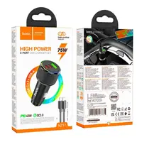 Адаптер автомобільний HOCO Avant-garde car charger NZ17 (Type-C to Type-C set) |2USB/Type-C, 75W/3A, PD/QC|