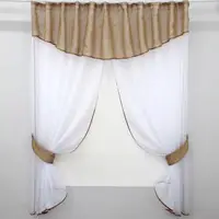 Кухонные шторы (270х170см.) с ламбрекеном, на карниз 1-1,5м. Цвет карамельный с белым. Код 084к 52-0573