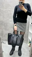 Чорна — вмістка сумка з екошкіри з імітацією під плетіння. Дорогий турецький матеріал (0232-8)