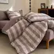 Постельное белье двоспальное с текстурой льна и с простыню на резинке Colorful Home 20521 180х220 см