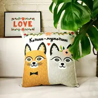Подушка c принтом габардиновая Котики–муркотики 50x50 см (5P_18L064)
