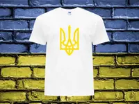 Чоловіча патріотична футболка з принтом Герб України червона,патріотичні футболки з символікою України