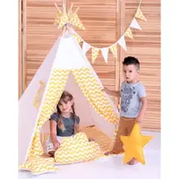 Вигвам Хатка комплект Желтый зигзаг с подушкой - Большой
