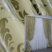 Комплект штор (2шт. 1х2,7м.) блэкаут. Цвет желтый с серебряным. Код 1071ш 31-895
