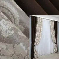 Комбинированные (2шт.1,5х2,7м.) шторы из ткани лен. Цвет венге с капучино-бежевым. Код 014дк(291-1269ш) 10-842
