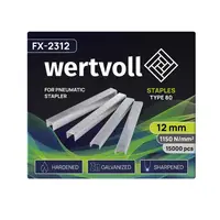 Скоби загартовані для пневмотеплера WERTVOLL, тип 80, 12 мм/12.8х0.95 мм, 15000 шт. Gray (FX-2312)