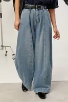 Широкі джинси Baggy із декоративними швами спереду - джинс колір, M