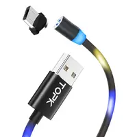 ➾Магнитный кабель для зарядки USB 1m Topk Z-line MicroUSB Black светящийся LED
