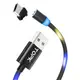 ➾Магнитный кабель для зарядки USB 1m Topk Z-line MicroUSB Black светящийся LED